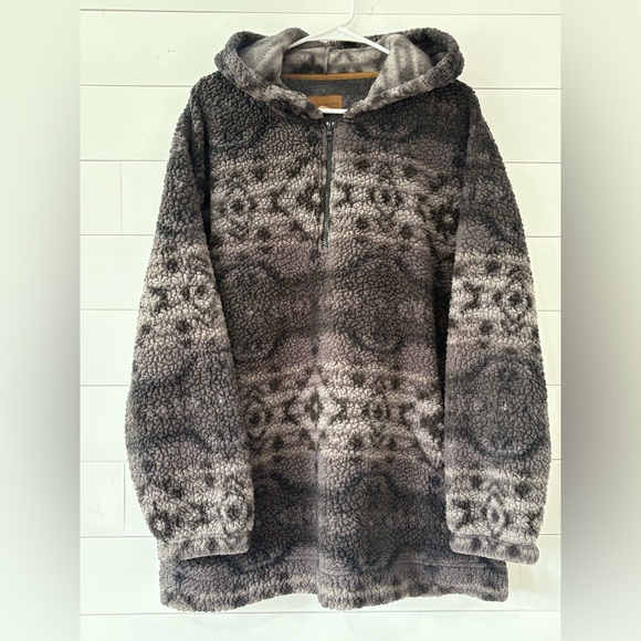 Koolaburra Tops - Koolaburra by UGG Gray Sherpa Hooded 1/4 Zip Fleece Pullover Jacket 2X